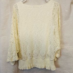 Maria Gabrielle Lacey Top, Size L, Color: Cream